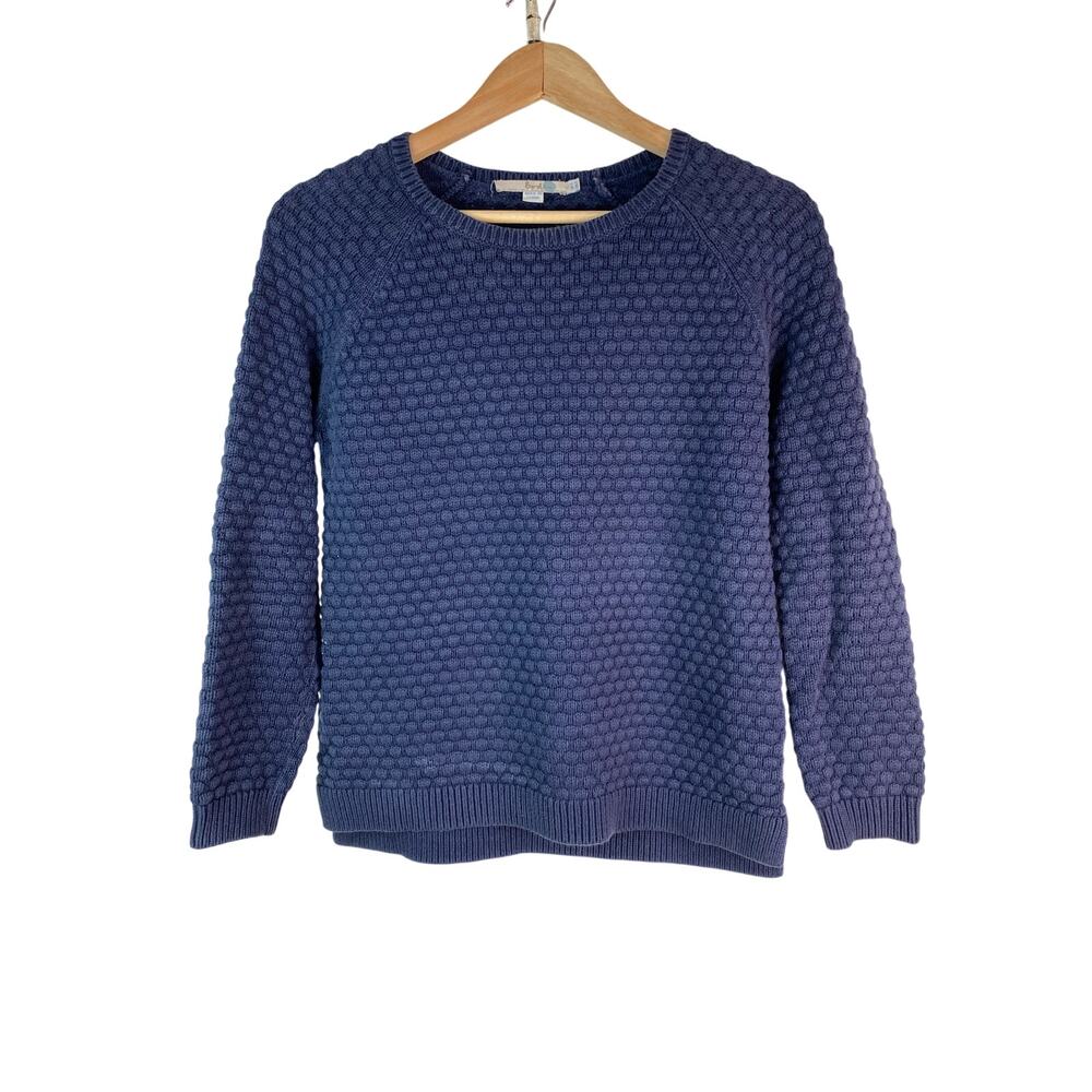 Boden Women's 2 Blue Textured Cotton Pullover Crew Neck Sweater *